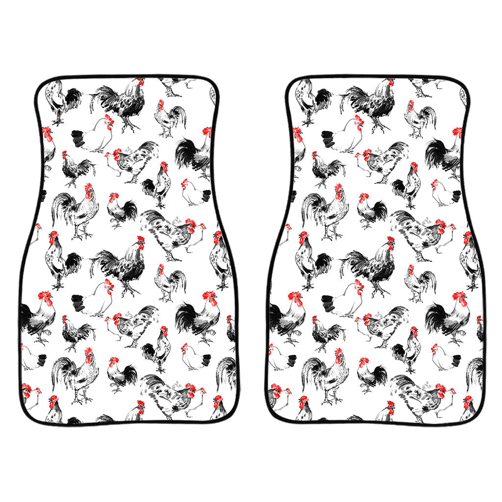Chicken Ink Painting Pattern Print Front And Back Car Floor Mats/ Front Car Mat