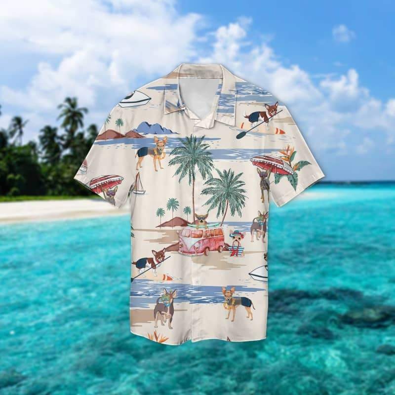 Chihuahua Summer Beach Hawaiian Shirt/ Aloha Short Sleeve Dog In Hawaiian Shirts