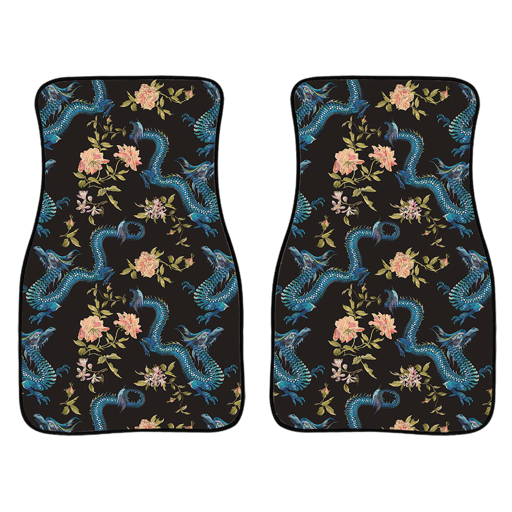 Chinese Dragon And Flower Pattern Print Front And Back Car Floor Mats/ Front Car Mat
