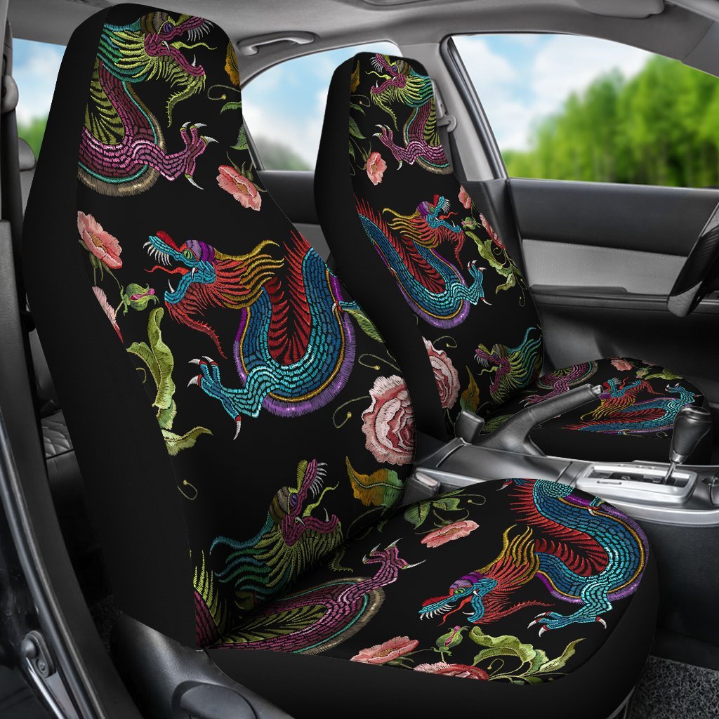 Dragon Flower Pattern Print Universal Fit Car Seat Covers/ Best Carseat Covers With Dragon