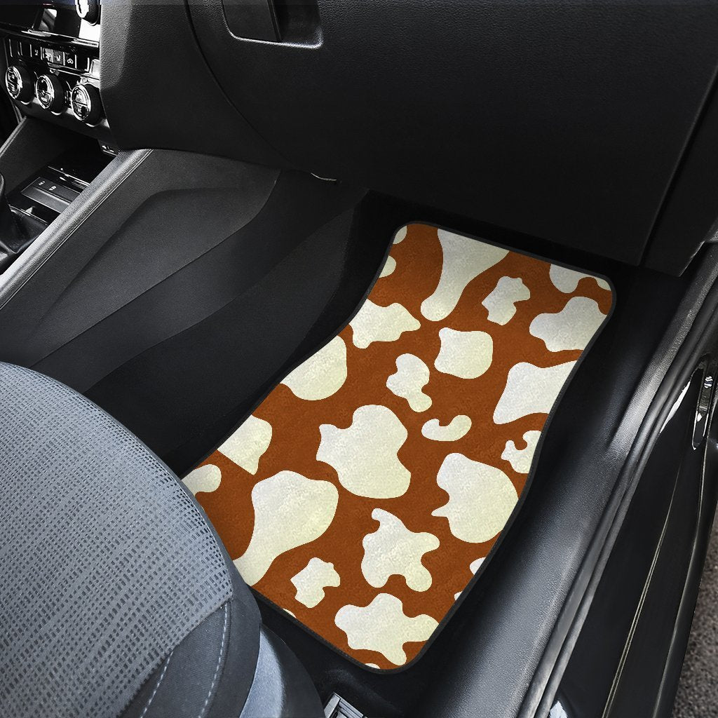 Chocolate And Milk Cow Print Front And Back Car Floor Mats/ Front Car Mat