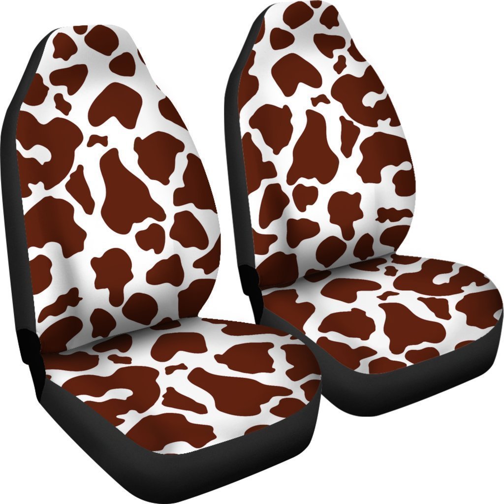 Chocolate Brown And White Cow Print Universal Fit Car Seat Covers