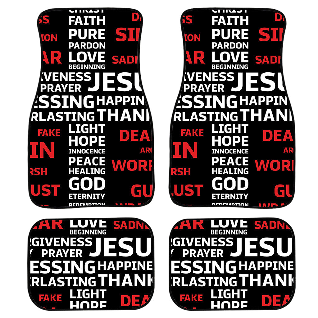 Christian Cross Religious Words Print Front And Back Car Floor Mats/ Front Car Mat