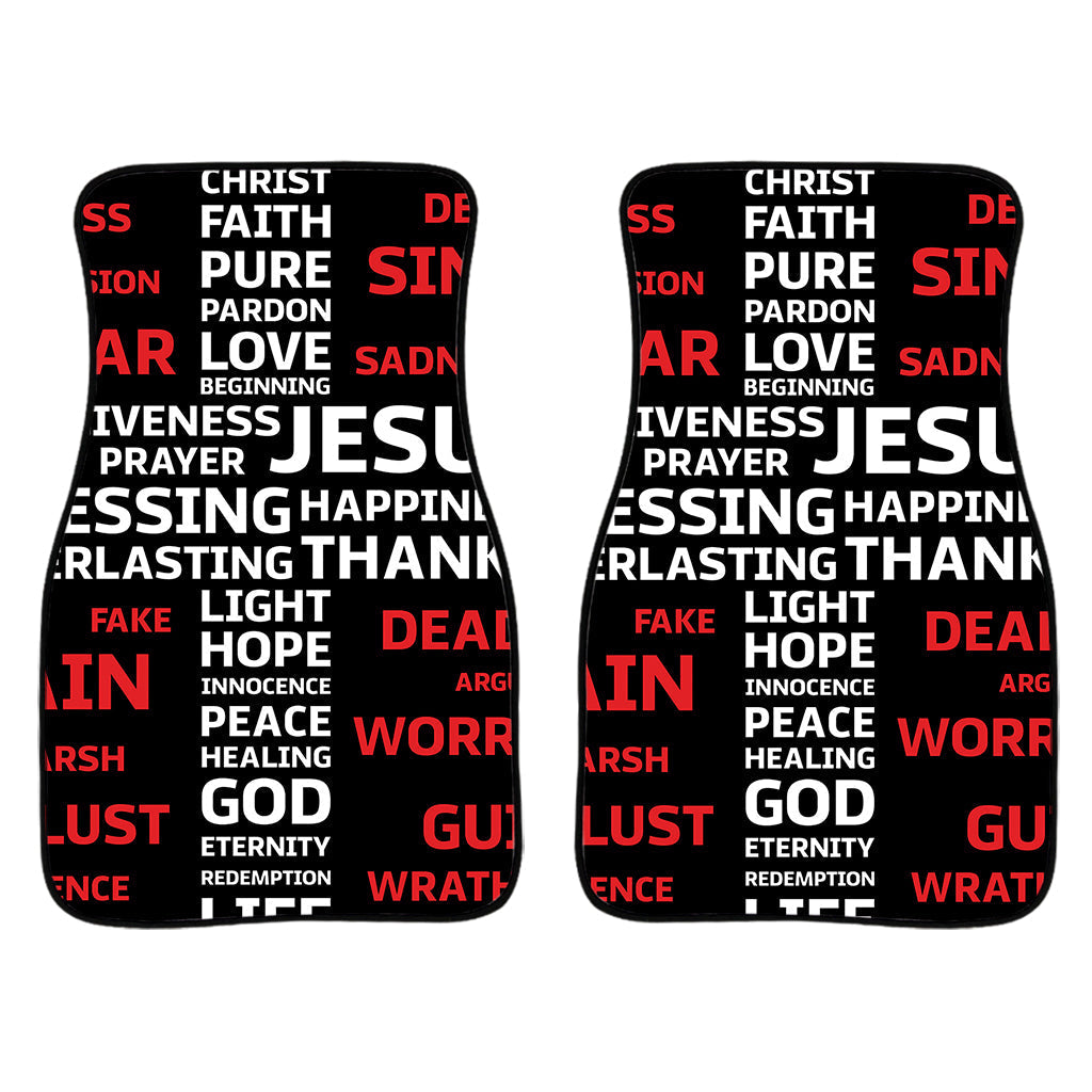 Christian Cross Religious Words Print Front And Back Car Floor Mats/ Front Car Mat