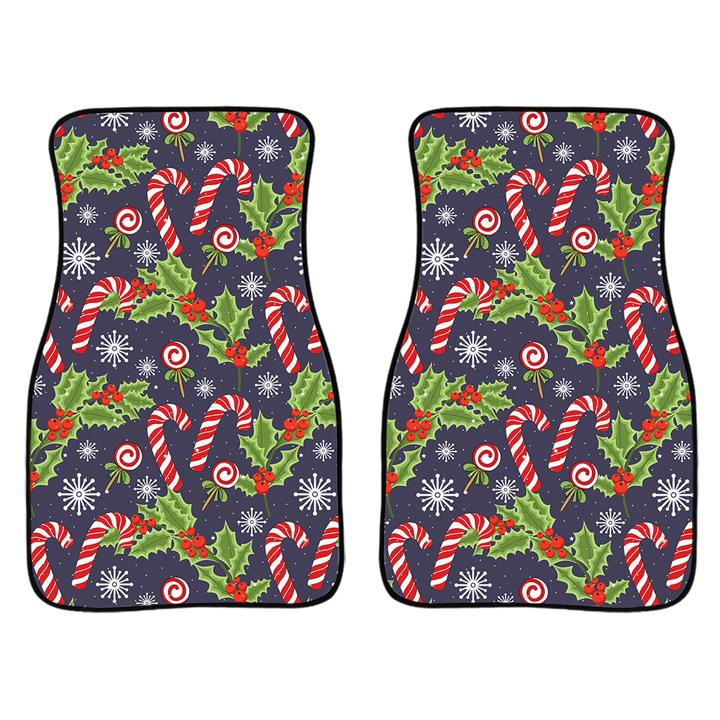 Christmas Berry And Candy Pattern Print Front And Back Car Floor Mats/ Front Car Mat
