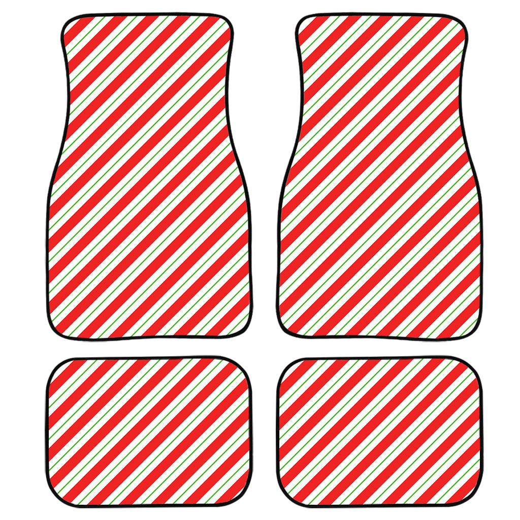 Christmas Candy Cane Stripe Print Front And Back Car Floor Mats/ Front Car Mat