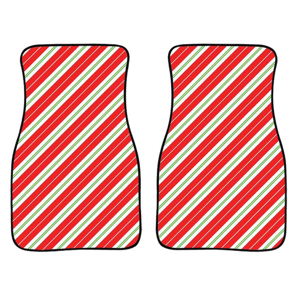 Christmas Candy Cane Stripes Print Front And Back Car Floor Mats/ Front Car Mat