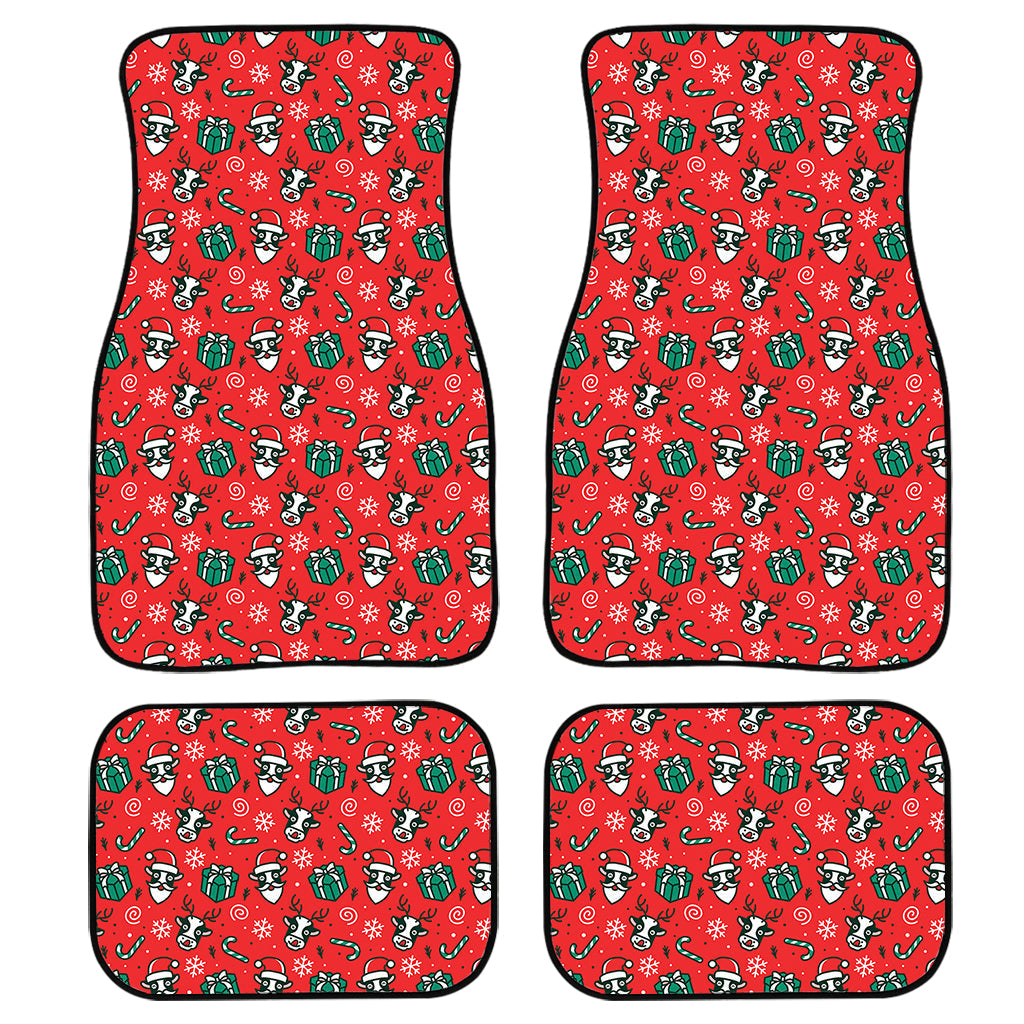 Christmas Cow Pattern Print Front And Back Car Floor Mats/ Front Car Mat