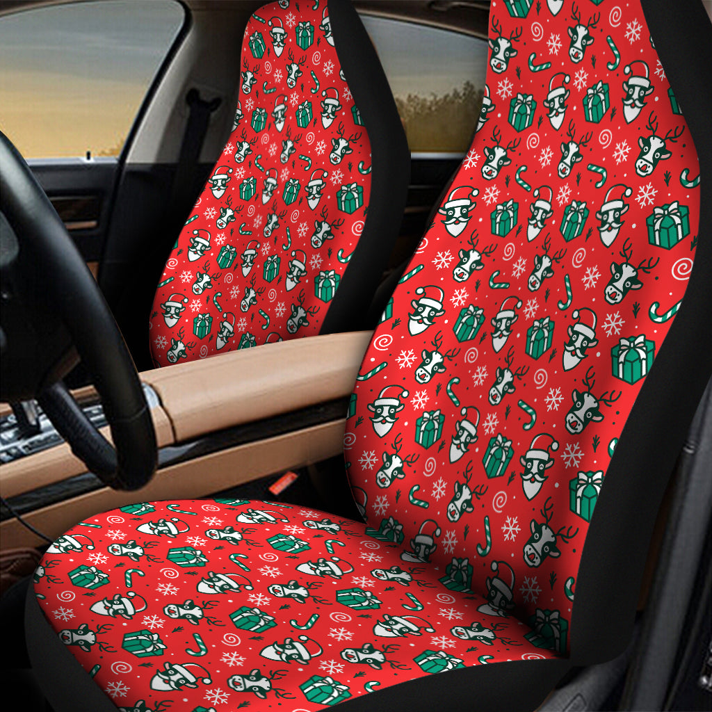 Christmas Cow Pattern Print Universal Fit Car Seat Covers