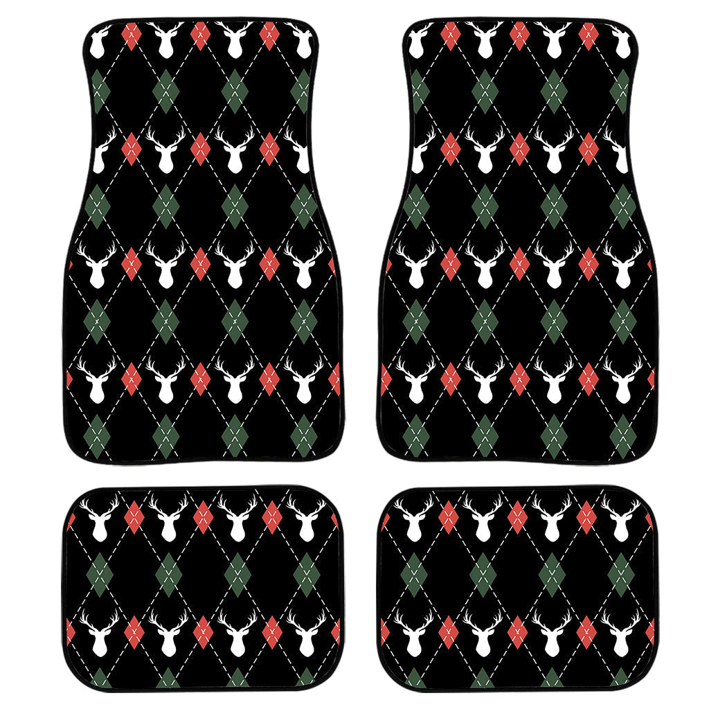 Christmas Deer Argyle Pattern Print Front And Back Car Floor Mats/ Front Car Mat