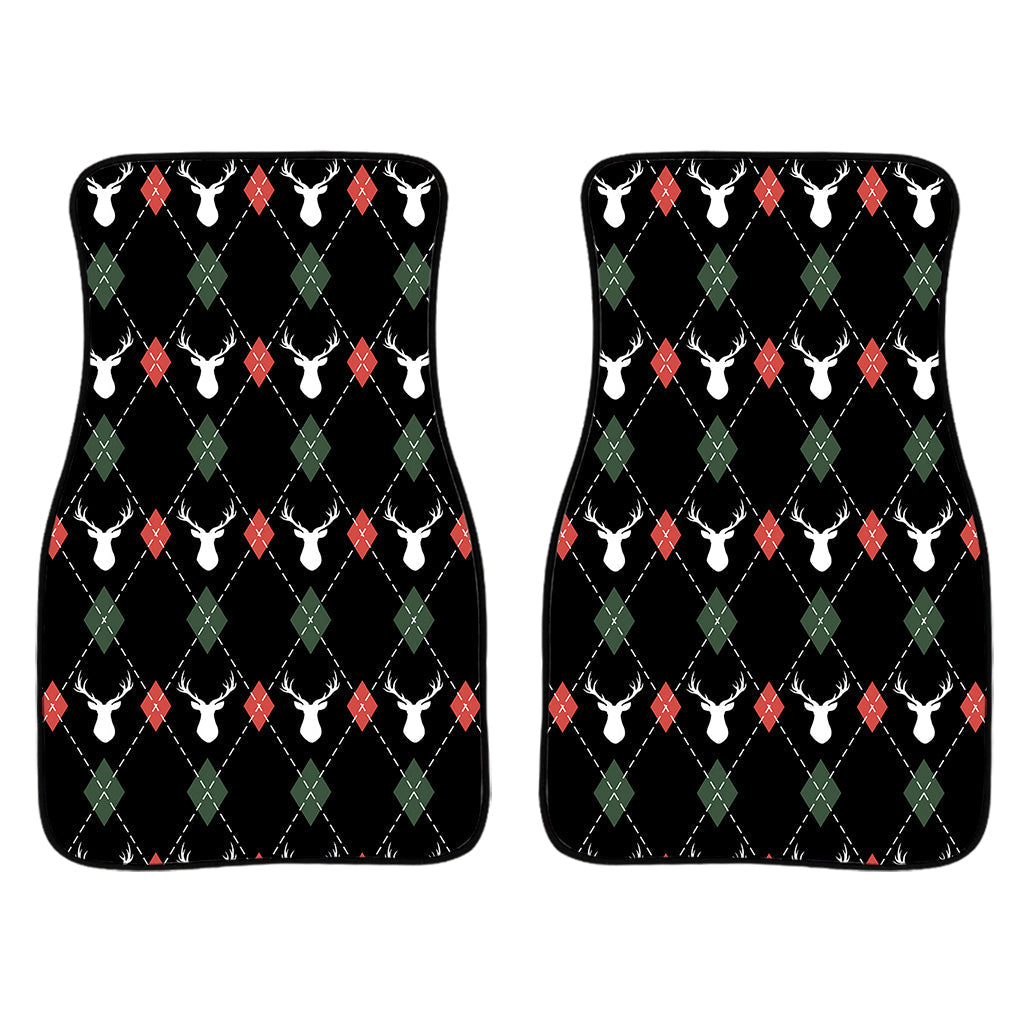 Christmas Deer Argyle Pattern Print Front And Back Car Floor Mats/ Front Car Mat