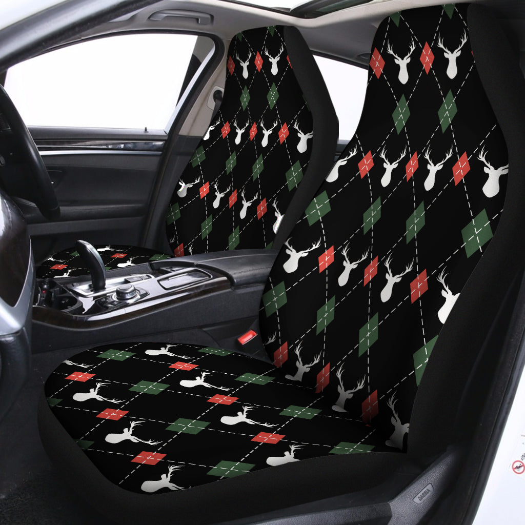 Christmas Deer Argyle Pattern Print Universal Fit Car Seat Covers