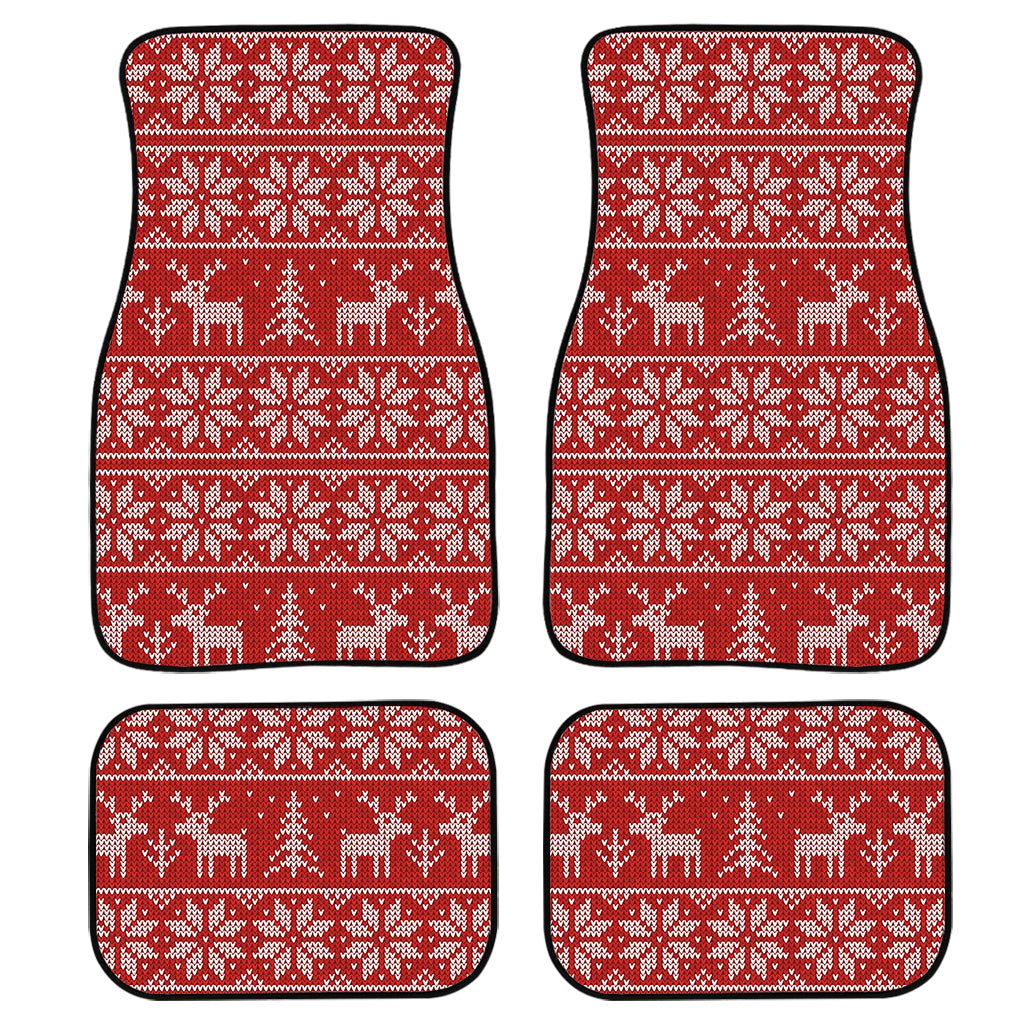 Christmas Deer Knitted Pattern Print Front And Back Car Floor Mats/ Front Car Mat