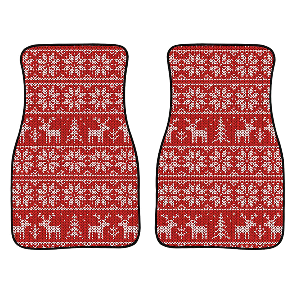 Christmas Deer Knitted Pattern Print Front And Back Car Floor Mats/ Front Car Mat