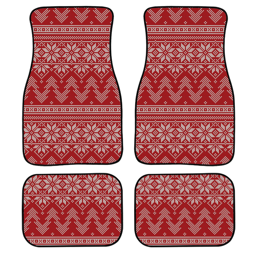 Christmas Festive Knitted Pattern Print Front And Back Car Floor Mats/ Front Car Mat