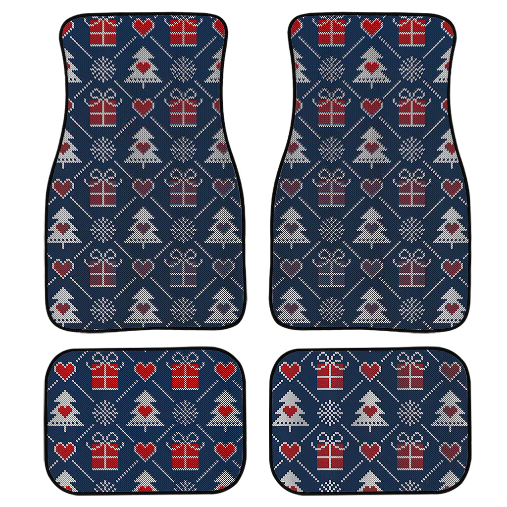 Christmas Gift Knitted Pattern Print Front And Back Car Floor Mats/ Front Car Mat