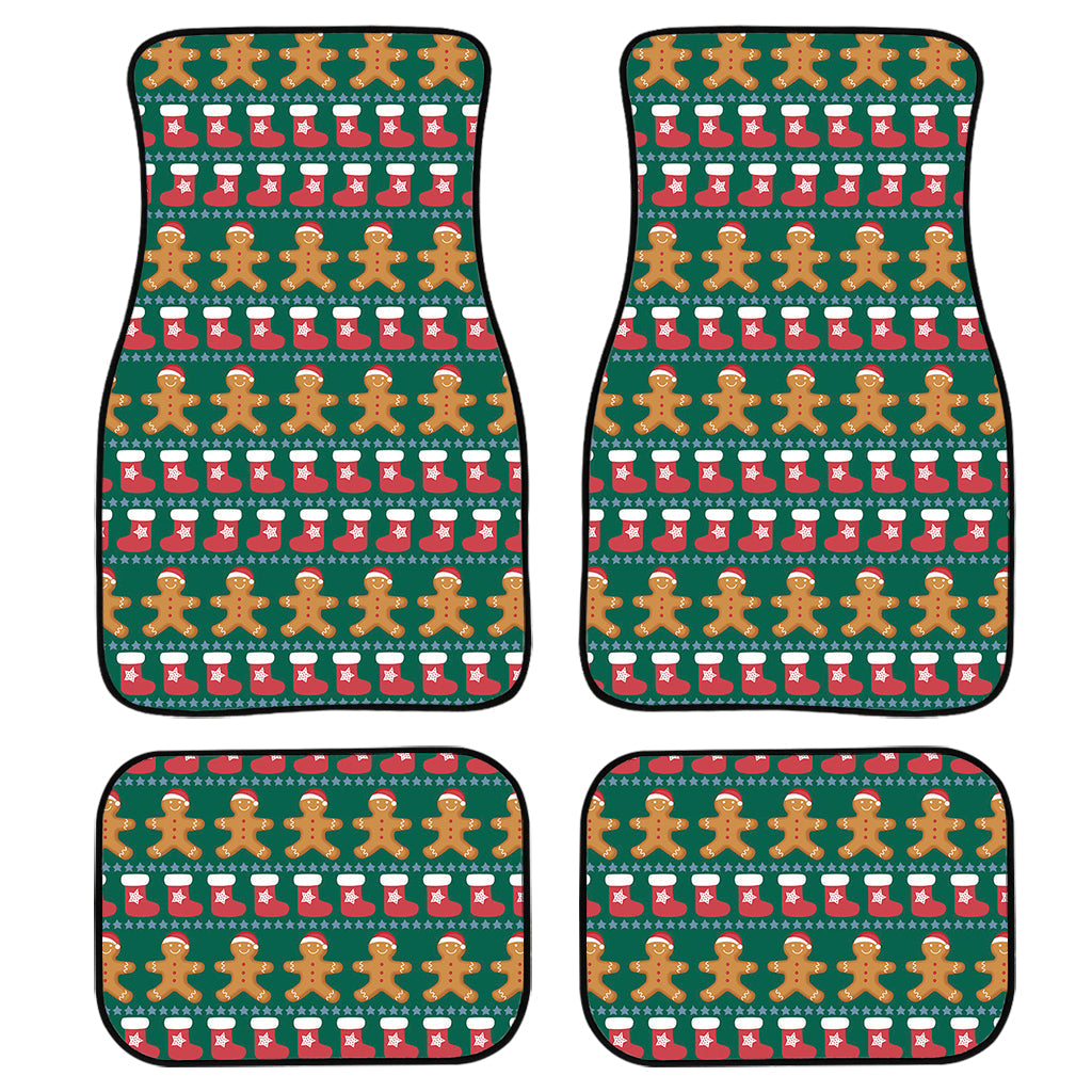 Christmas Gingerbread Man Pattern Print Front And Back Car Floor Mats/ Front Car Mat