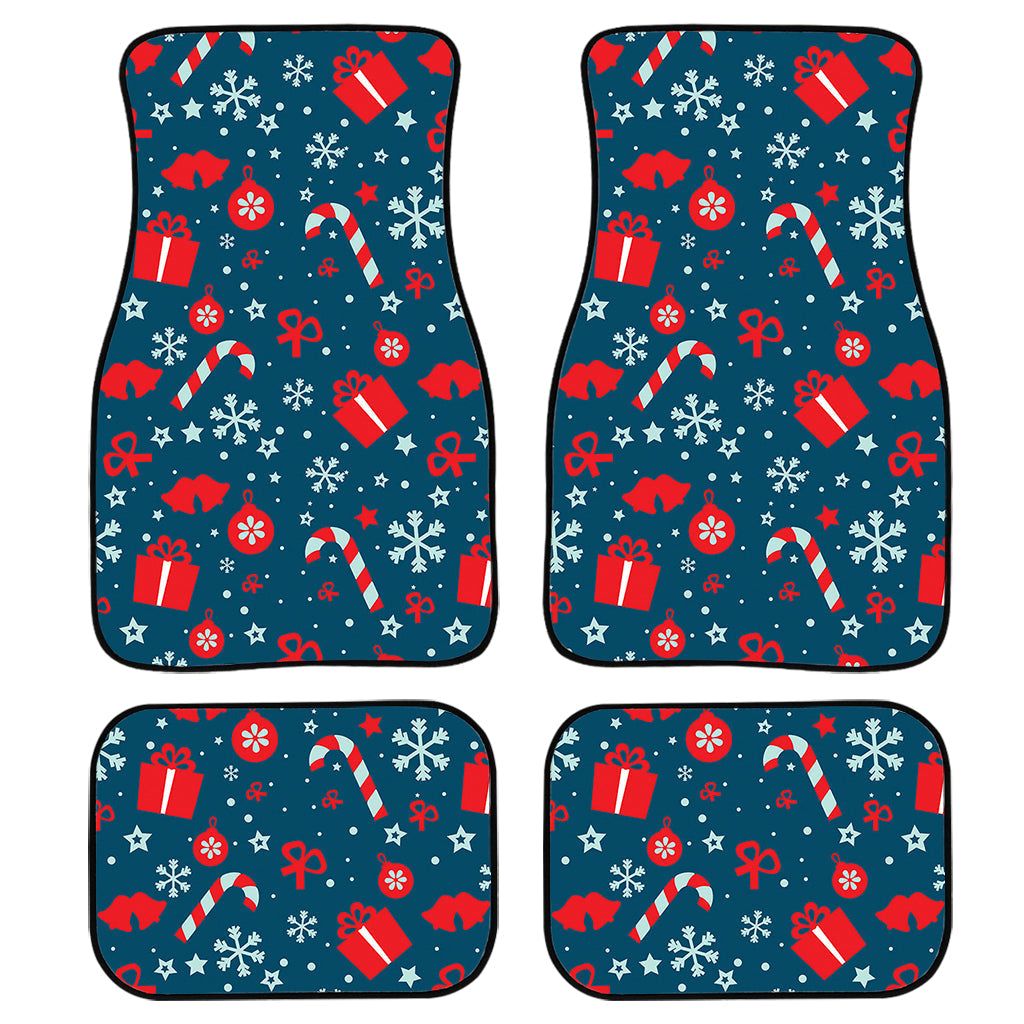 Christmas Holiday Elements Pattern Print Front And Back Car Floor Mats/ Front Car Mat