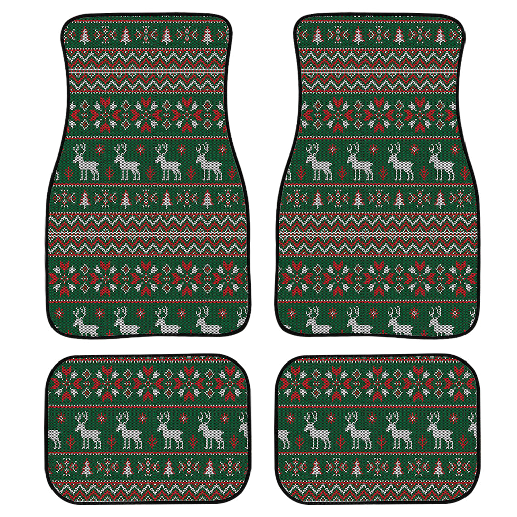 Christmas Holiday Knitted Pattern Print Front And Back Car Floor Mats/ Front Car Mat