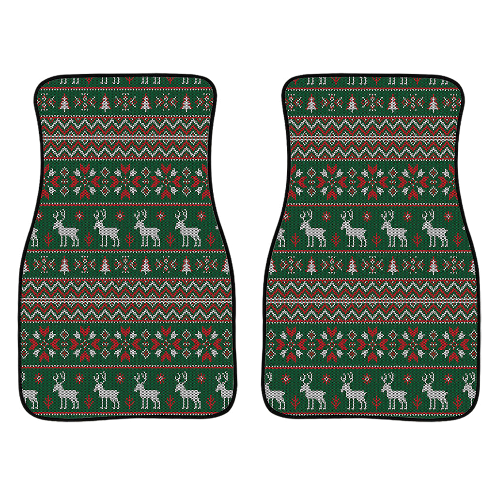 Christmas Holiday Knitted Pattern Print Front And Back Car Floor Mats/ Front Car Mat