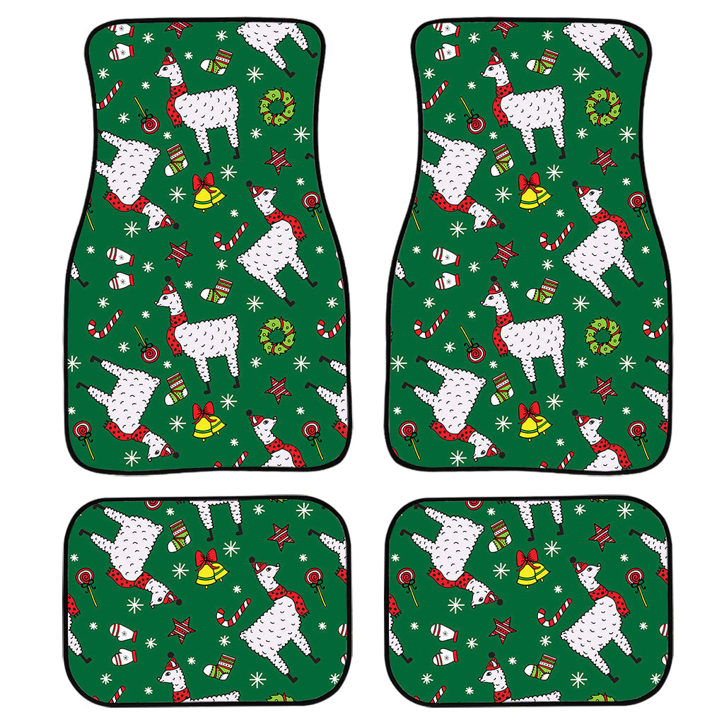 Christmas Llama Pattern Print Front And Back Car Floor Mats/ Front Car Mat