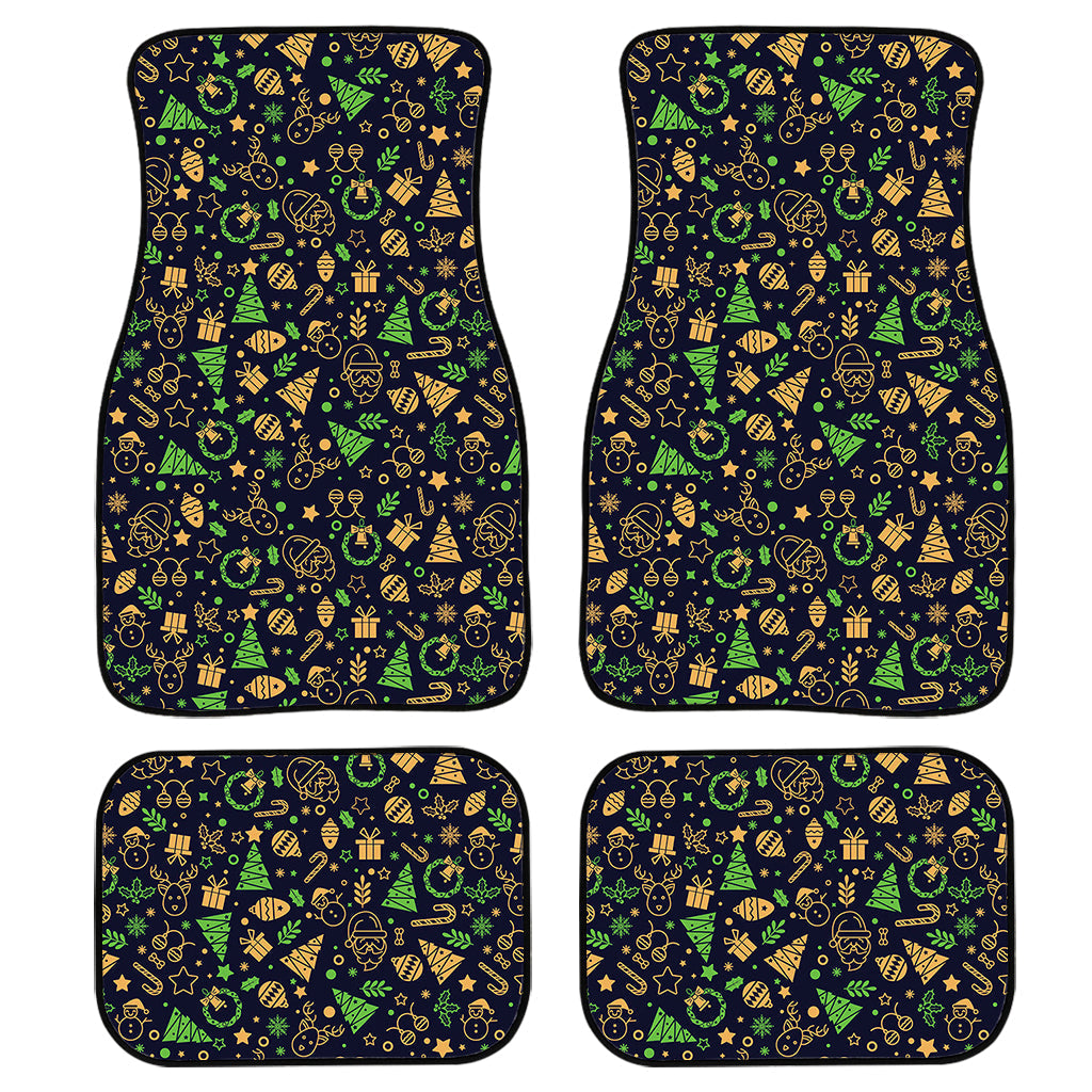 Christmas Party Elements Pattern Print Front And Back Car Floor Mats/ Front Car Mat
