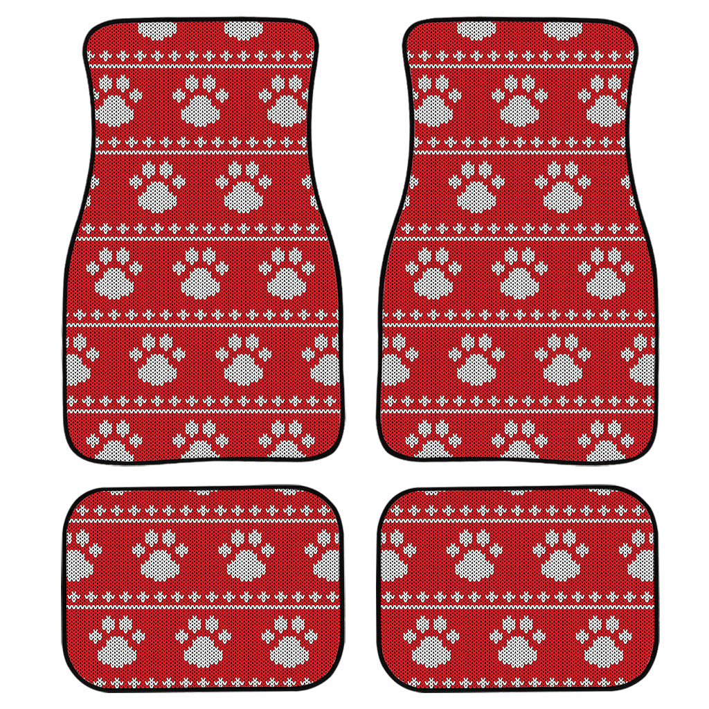 Christmas Paw Knitted Pattern Print Front And Back Car Floor Mats/ Front Car Mat