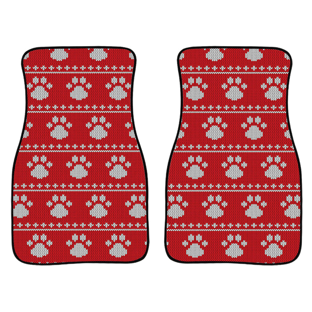 Christmas Paw Knitted Pattern Print Front And Back Car Floor Mats/ Front Car Mat