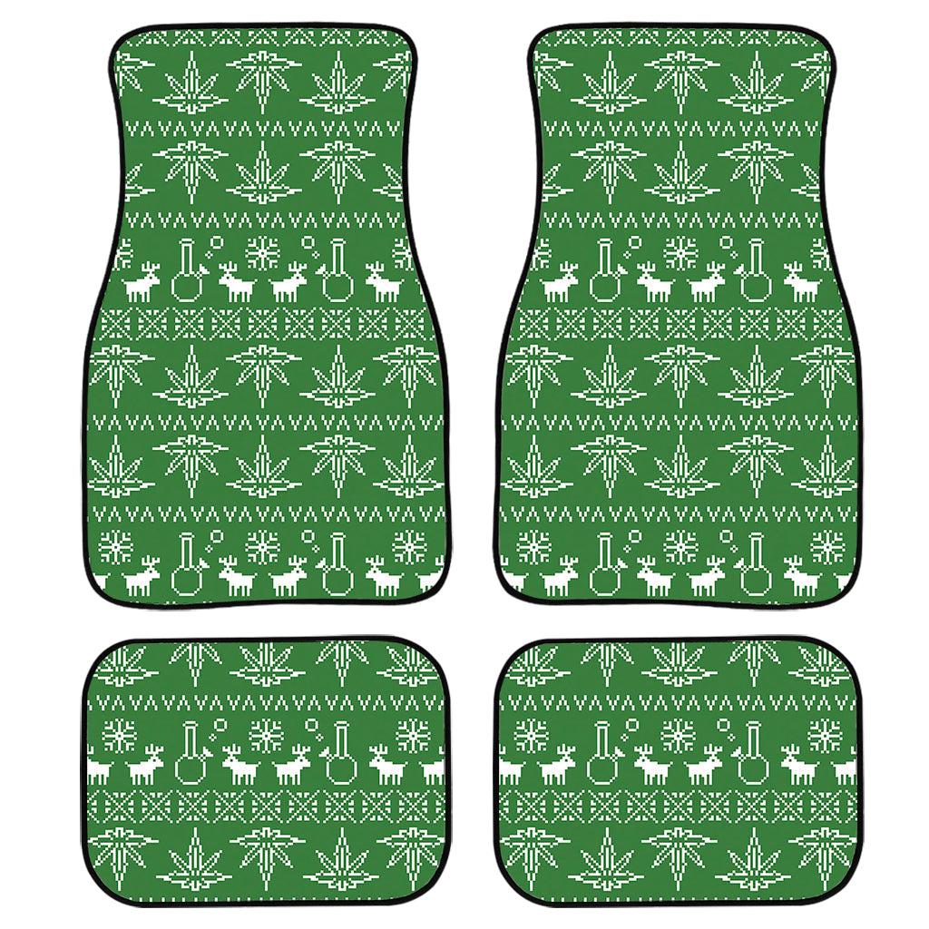Christmas Pot Leaf Pattern Print Front And Back Car Floor Mats/ Front Car Mat