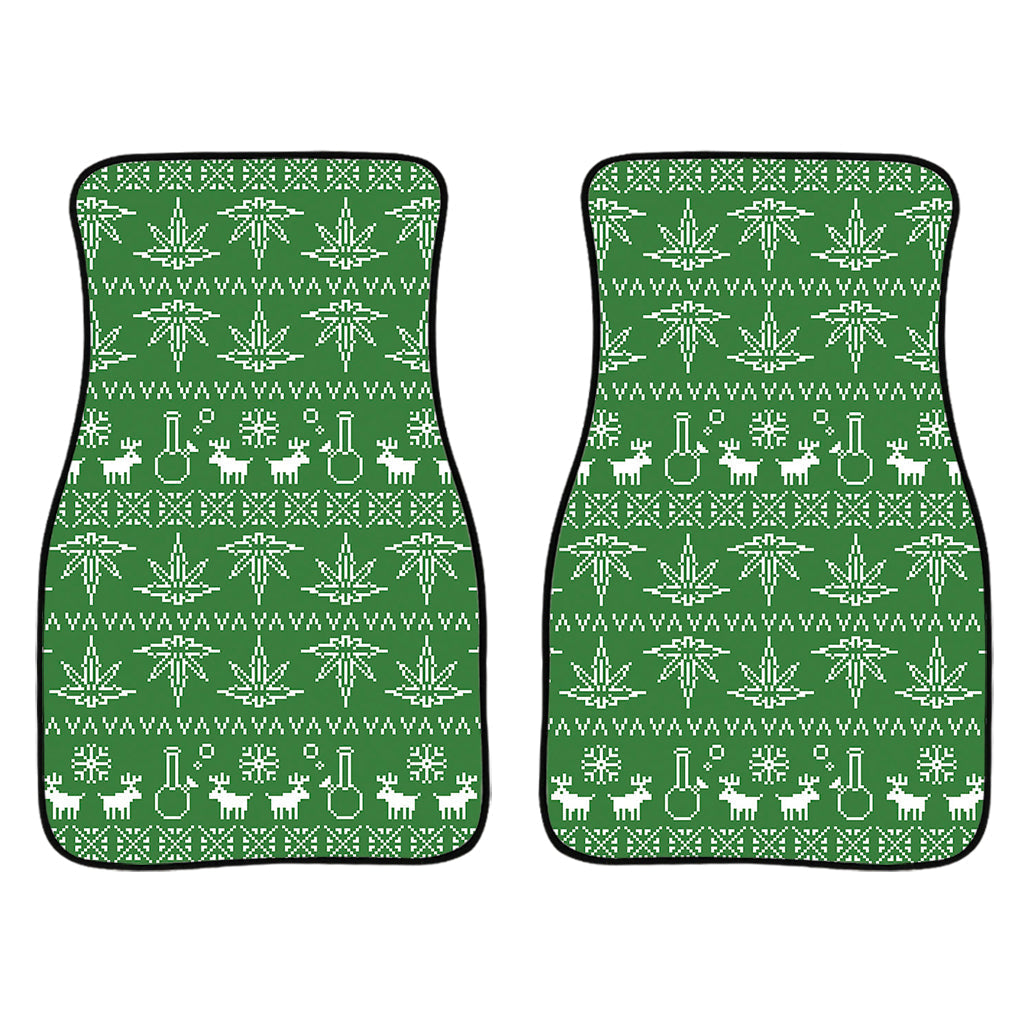 Christmas Pot Leaf Pattern Print Front And Back Car Floor Mats/ Front Car Mat