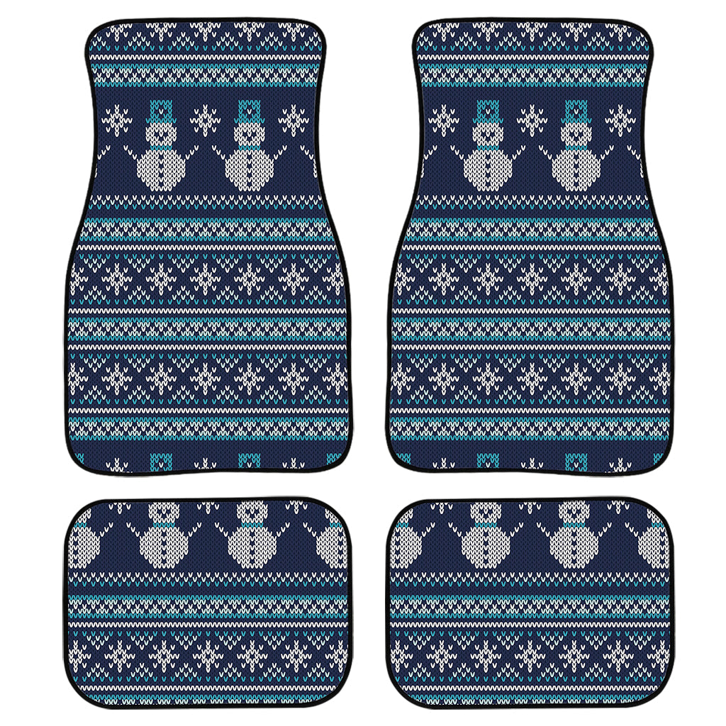 Christmas Snowman Knitted Pattern Print Front And Back Car Floor Mats/ Front Car Mat