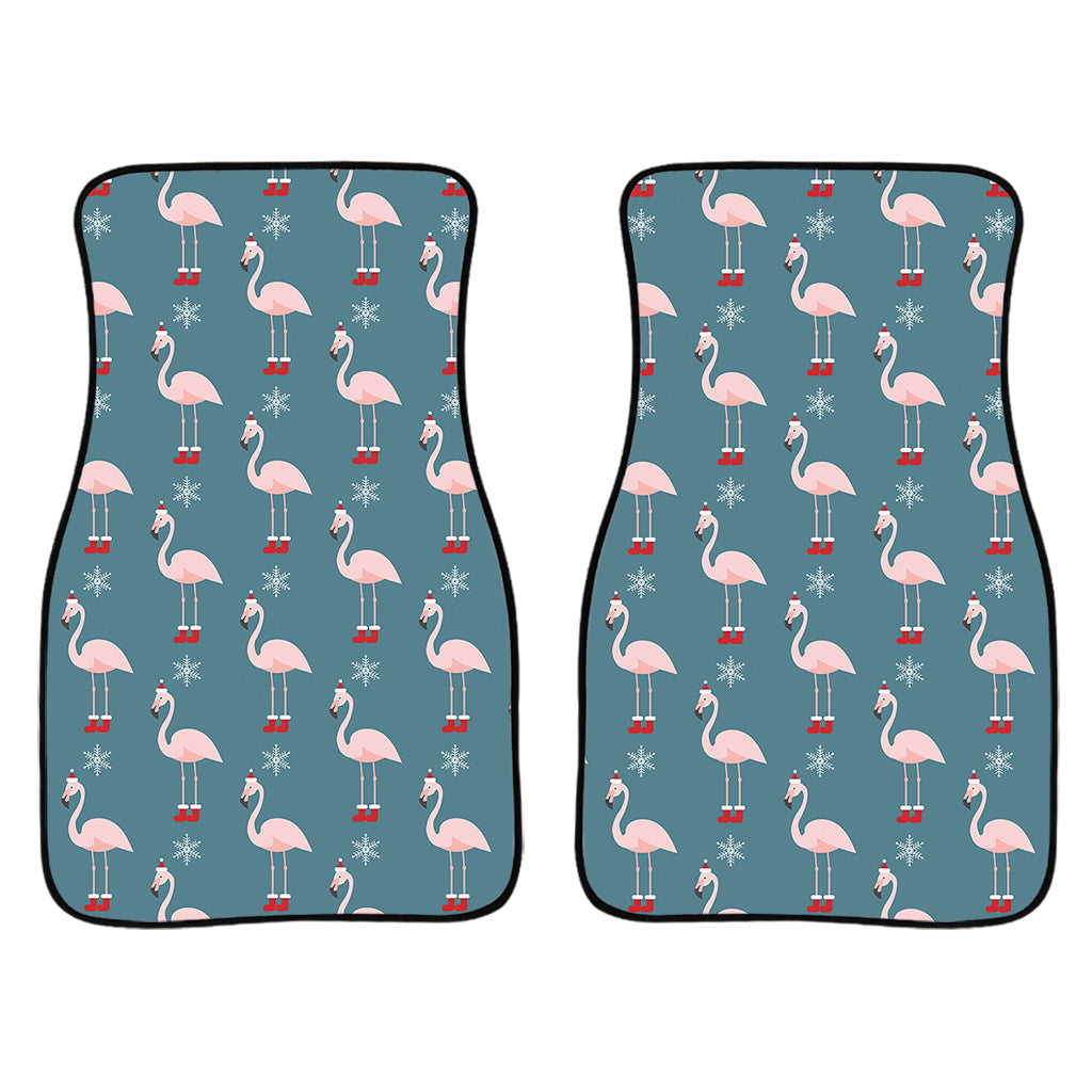 Christmas Snowy Flamingo Pattern Print Front And Back Car Floor Mats/ Front Car Mat