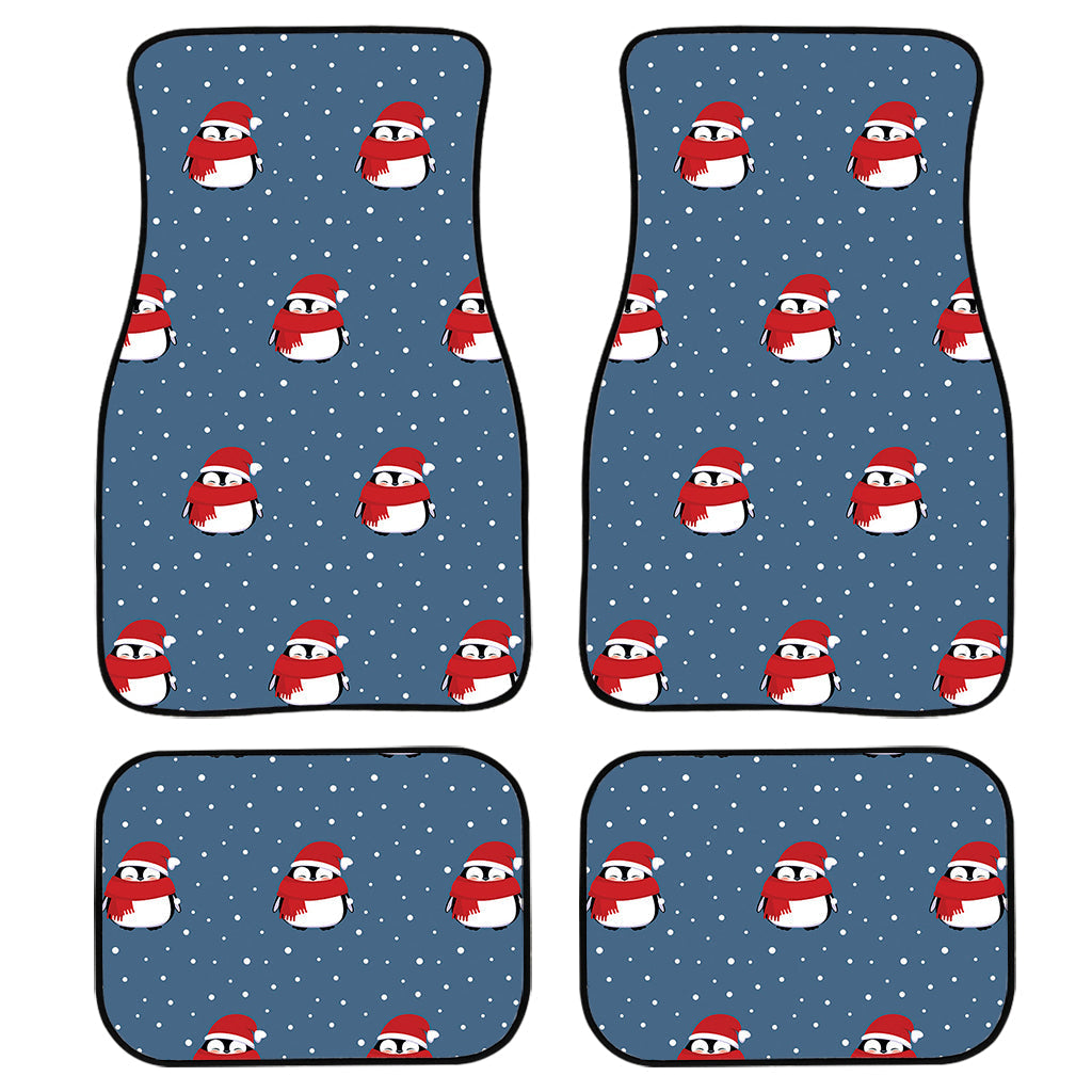Christmas Snowy Penguin Pattern Print Front And Back Car Floor Mats/ Front Car Mat