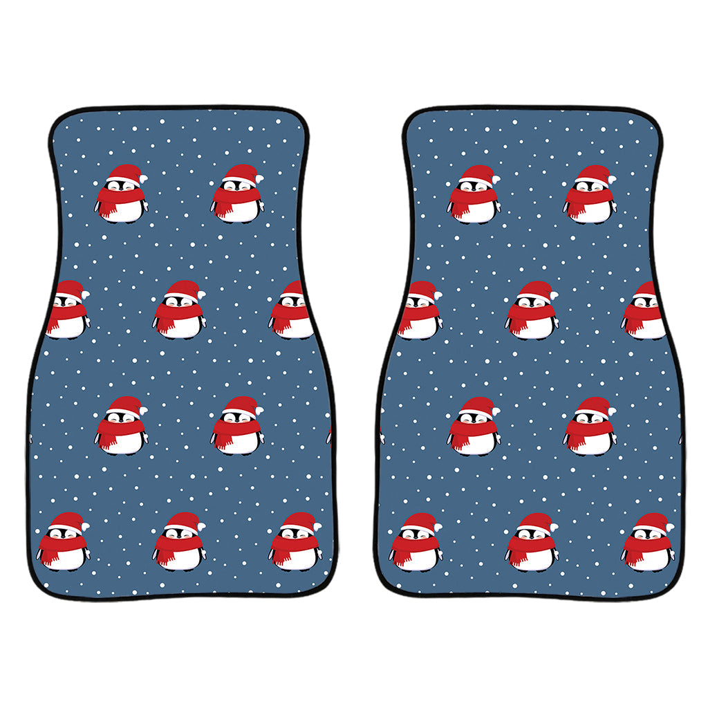 Christmas Snowy Penguin Pattern Print Front And Back Car Floor Mats/ Front Car Mat