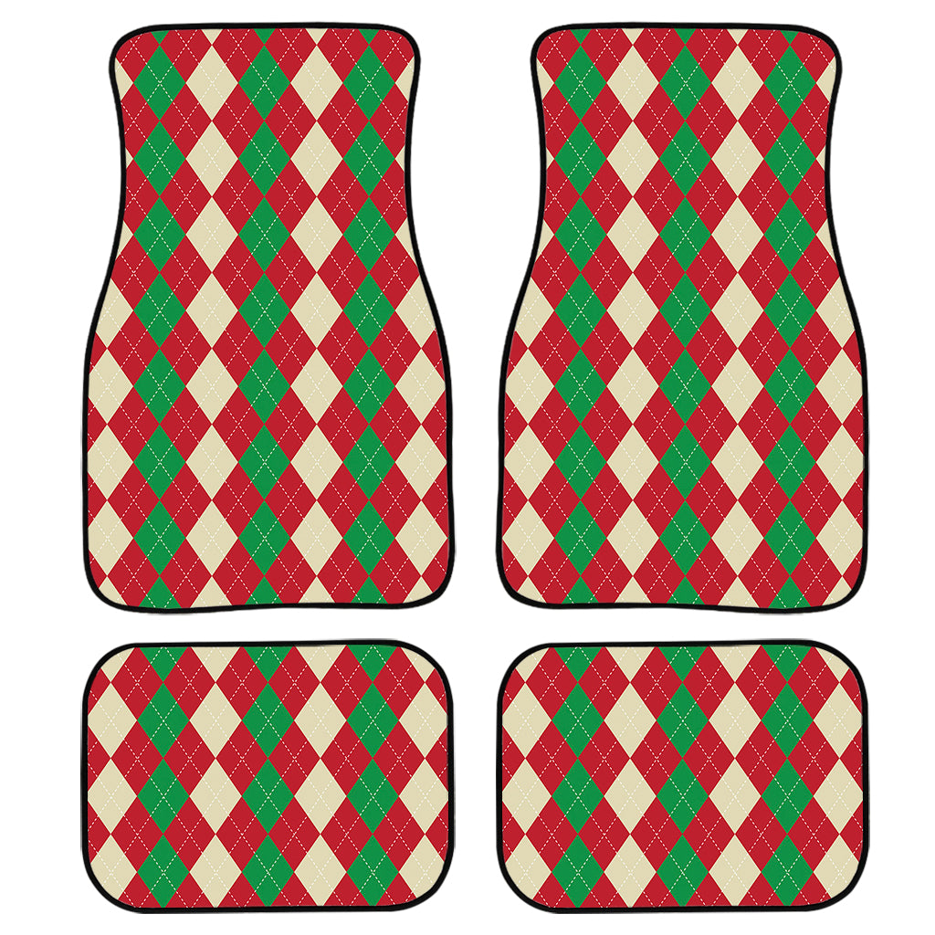 Christmas Themed Argyle Pattern Print Front And Back Car Floor Mats/ Front Car Mat