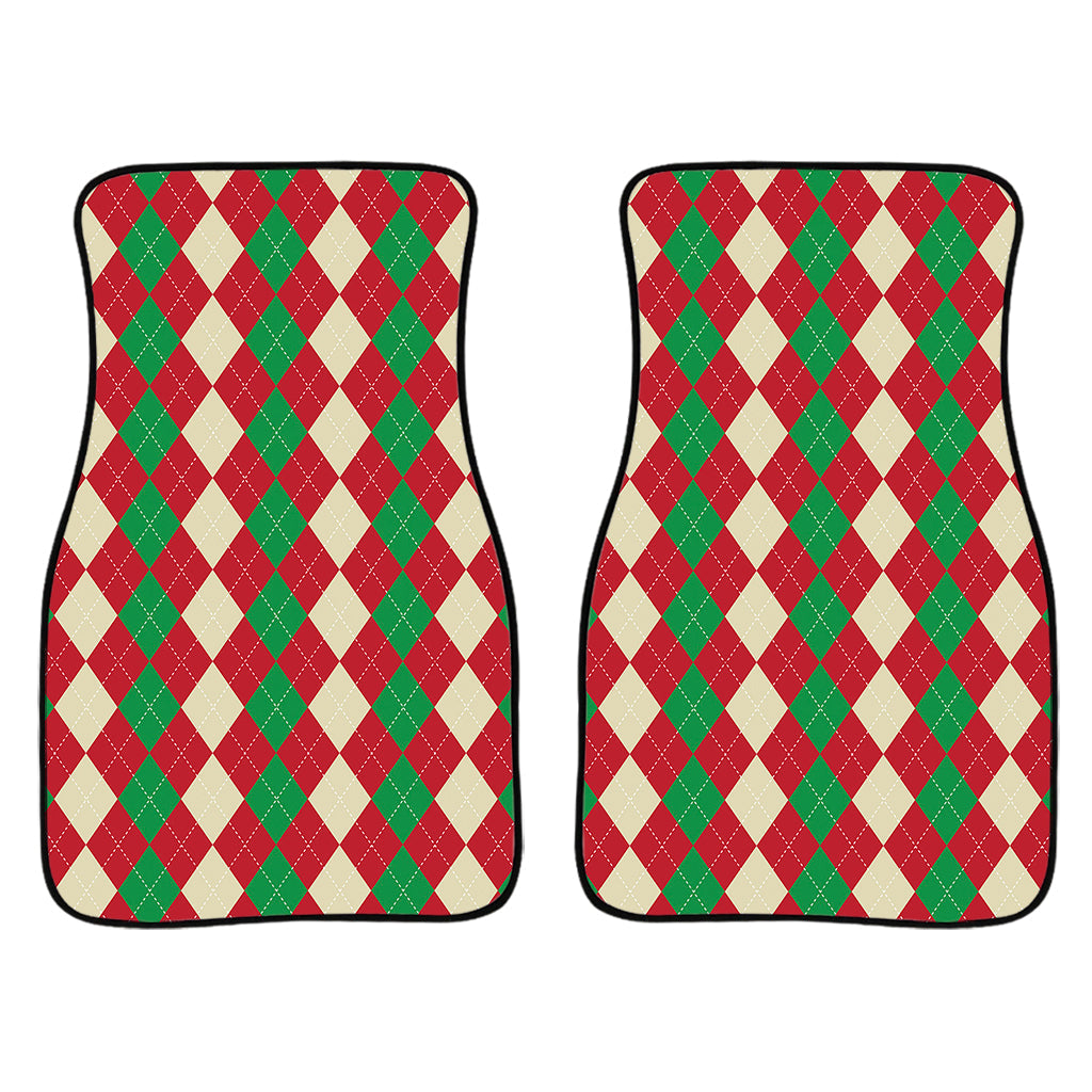 Christmas Themed Argyle Pattern Print Front And Back Car Floor Mats/ Front Car Mat