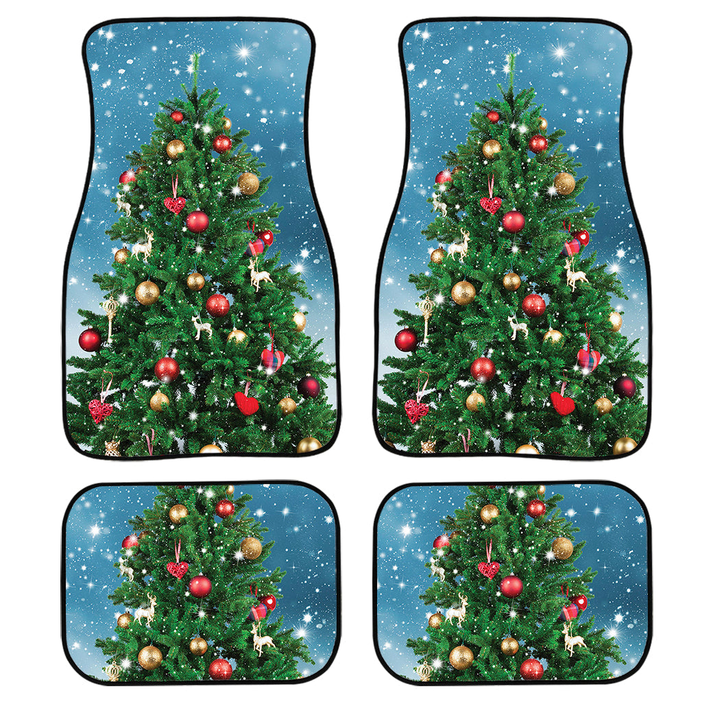 Christmas Tree And Snow Print Front And Back Car Floor Mats/ Front Car Mat