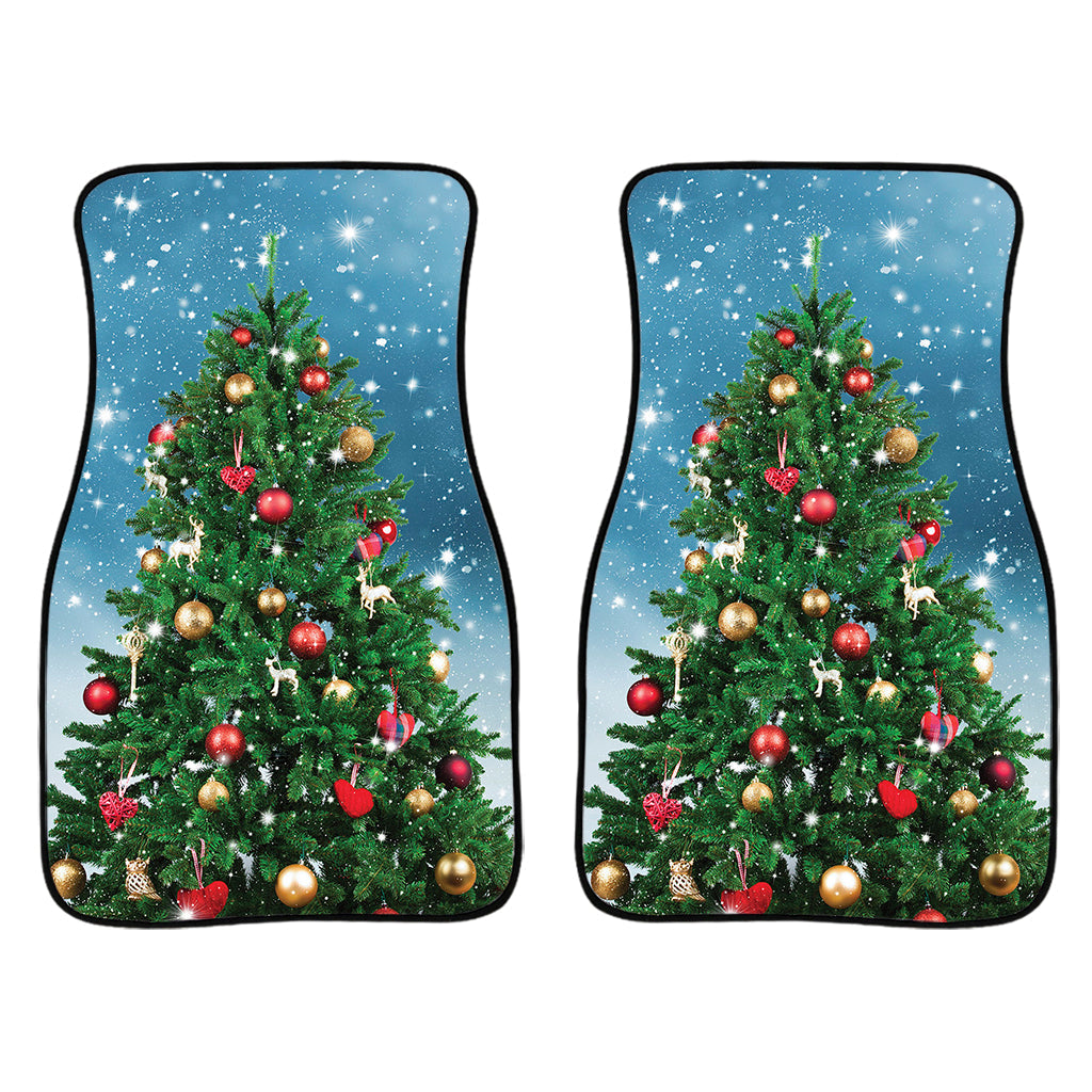 Christmas Tree And Snow Print Front And Back Car Floor Mats/ Front Car Mat
