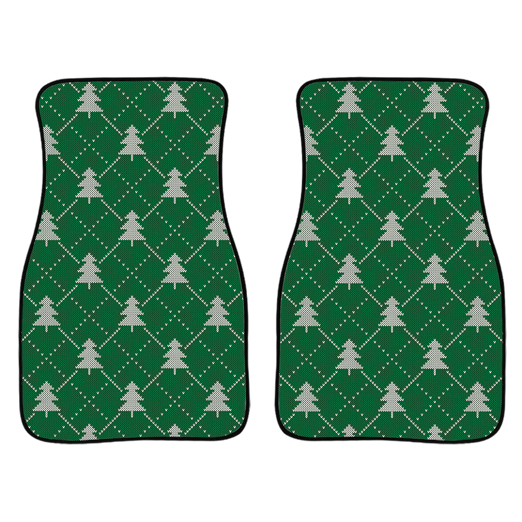 Christmas Tree Knitted Pattern Print Front And Back Car Floor Mats/ Front Car Mat