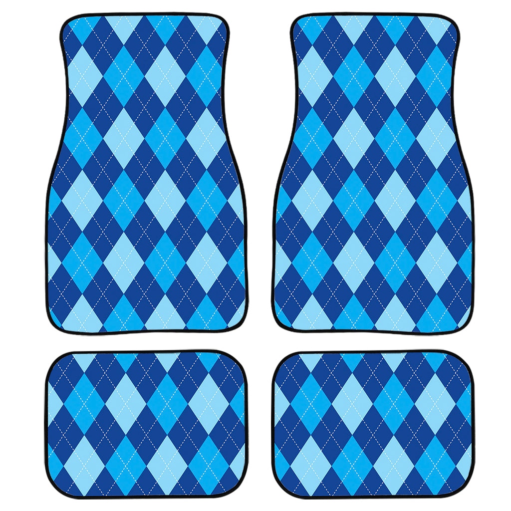 Classic Blue Argyle Pattern Print Front And Back Car Floor Mats/ Front Car Mat