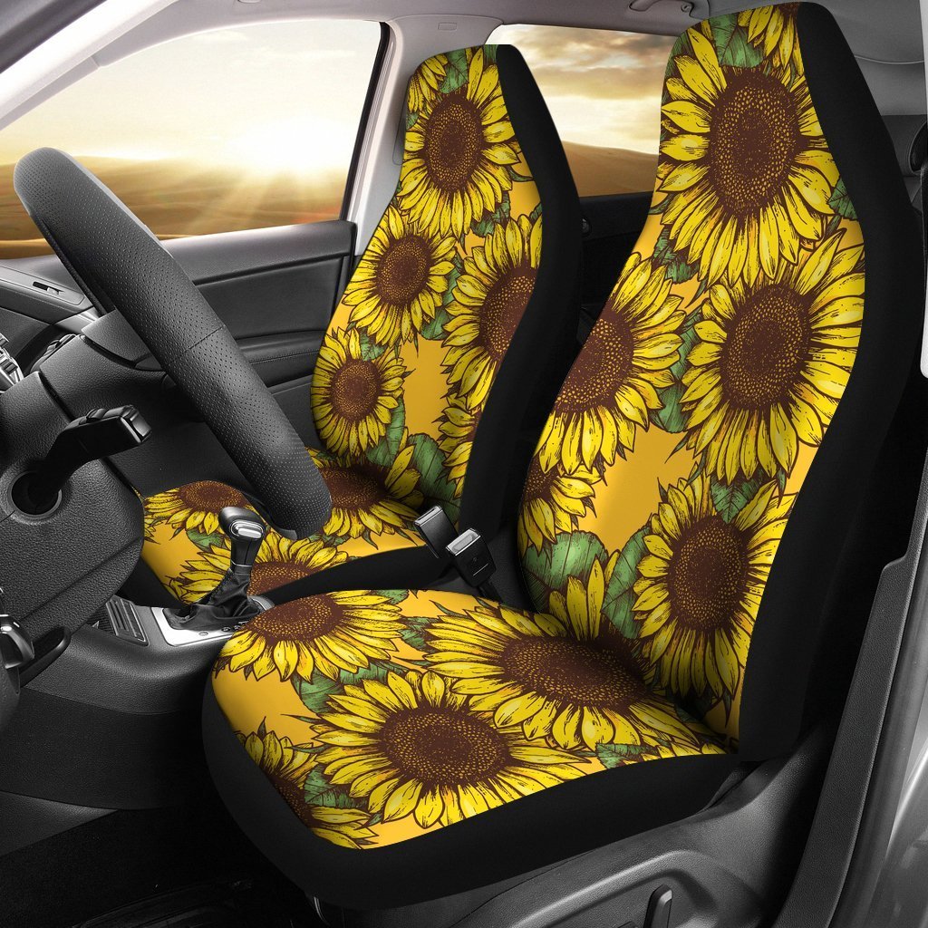 Classic Vintage Sunflower Pattern Print Universal Fit Car Seat Covers