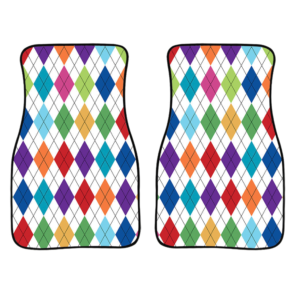 Colorful Argyle Pattern Print Front And Back Car Floor Mats/ Front Car Mat