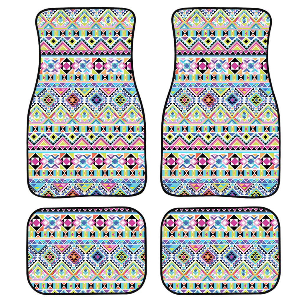 Colorful Aztec Geometric Pattern Print Front And Back Car Floor Mats/ Front Car Mat