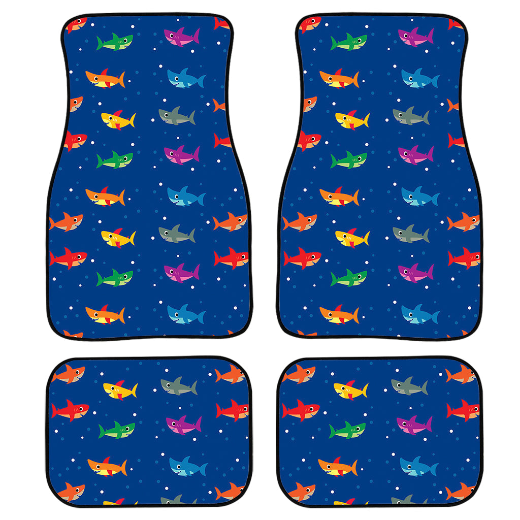 Colorful Baby Sharks Pattern Print Front And Back Car Floor Mats/ Front Car Mat