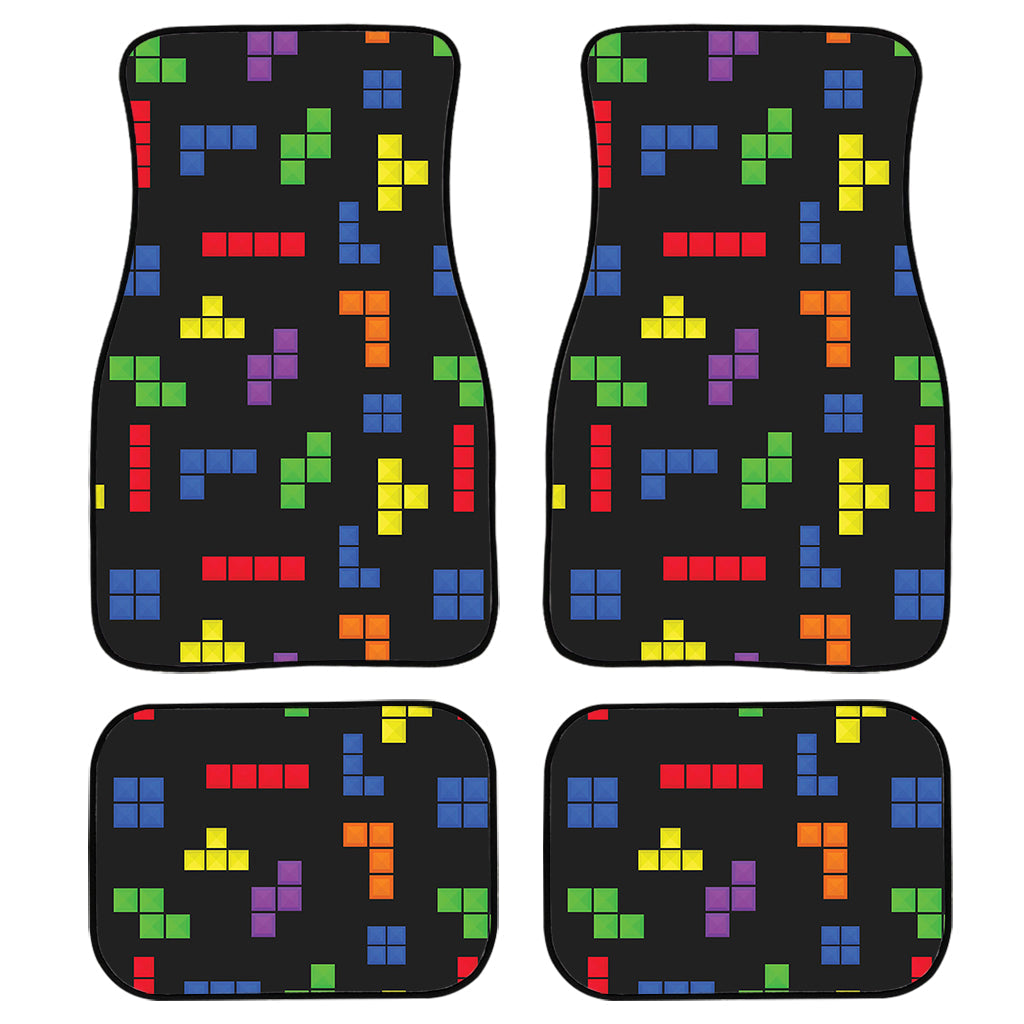 Colorful Block Puzzle Game Pattern Print Front And Back Car Floor Mats/ Front Car Mat