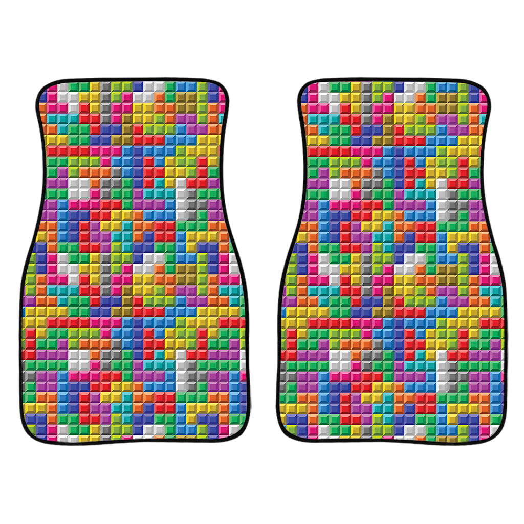 Colorful Brick Puzzle Game Pattern Print Front And Back Car Floor Mats/ Front Car Mat