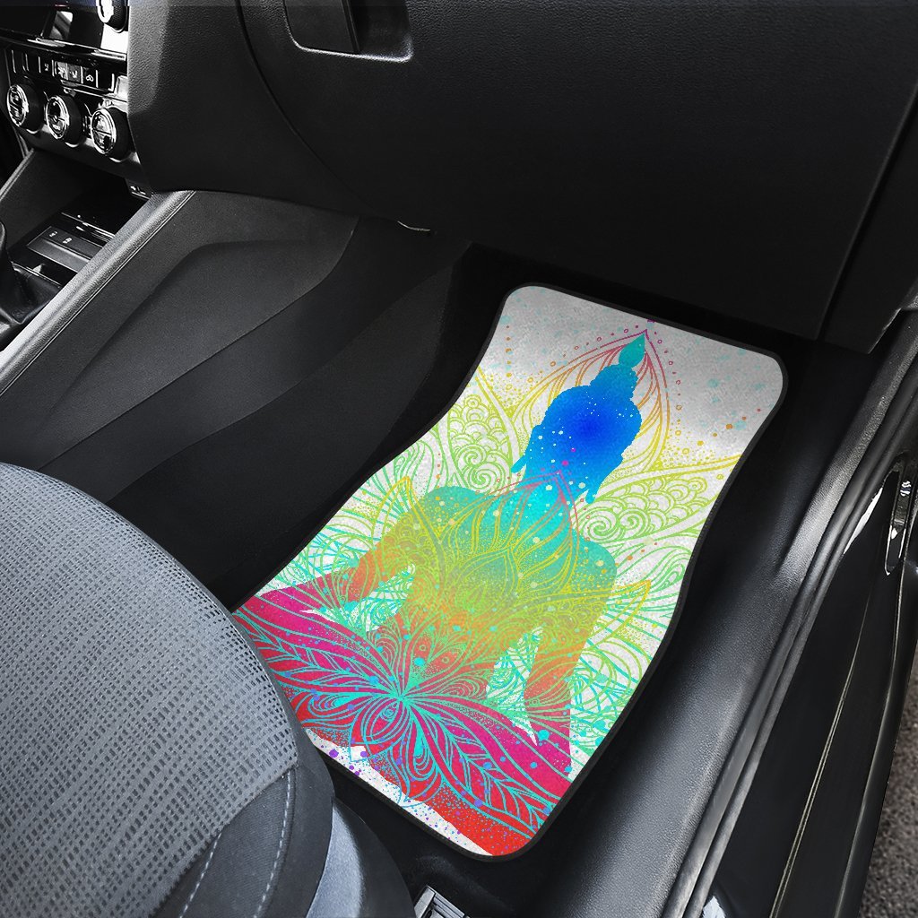 Colorful Buddha Lotus Print Front And Back Car Floor Mats/ Front Car Mat