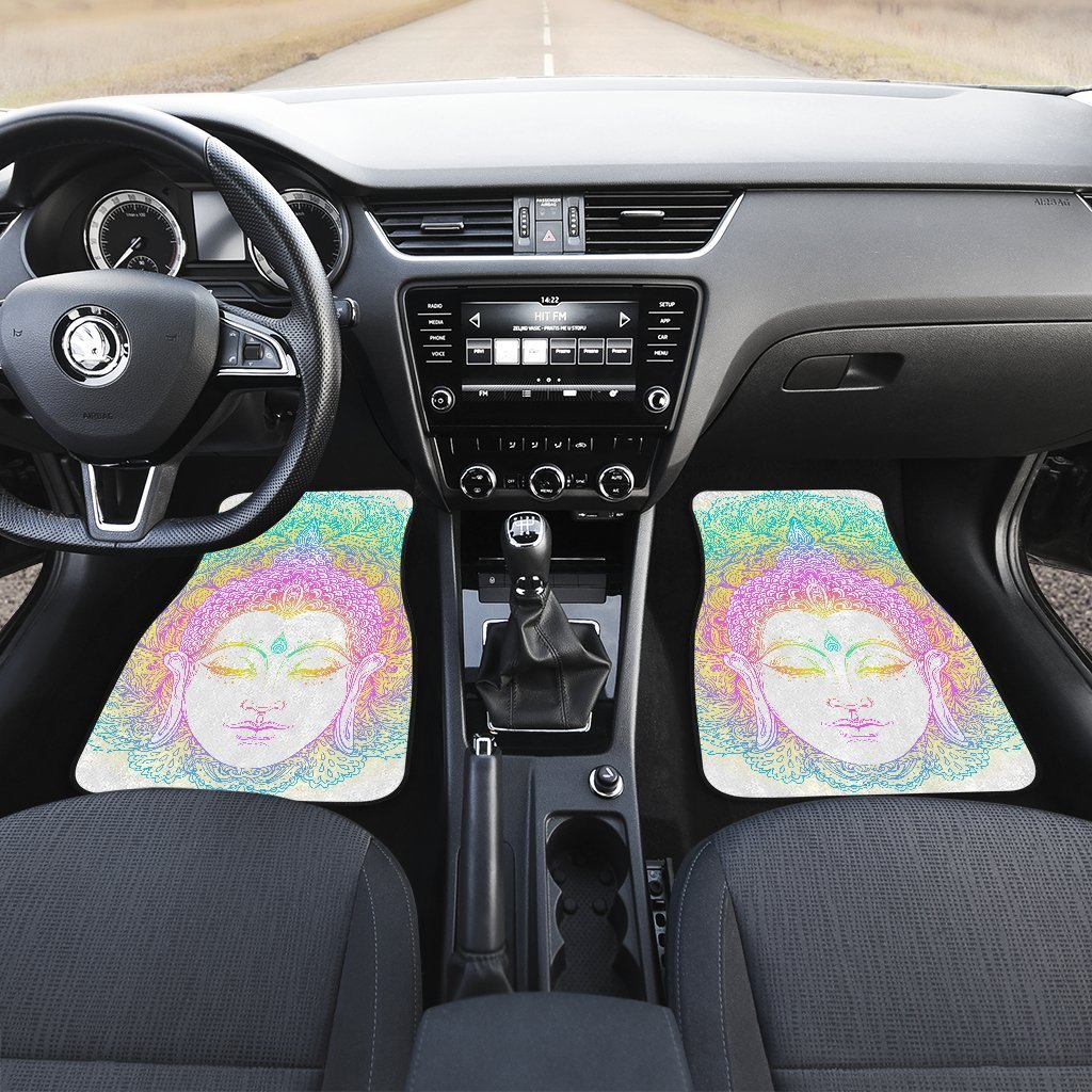 Colorful Buddha Mandala Print Front And Back Car Floor Mats/ Front Car Mat