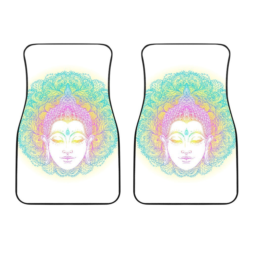 Colorful Buddha Mandala Print Front And Back Car Floor Mats/ Front Car Mat