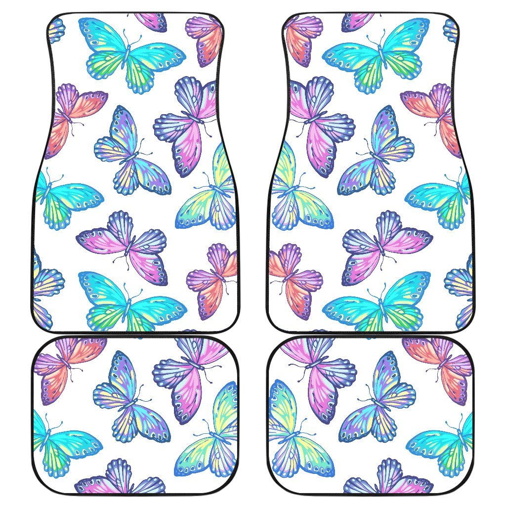 Colorful Butterfly Pattern Print Front And Back Car Floor Mats/ Front Car Mat
